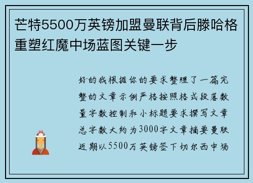芒特5500万英镑加盟曼联背后滕哈格重塑红魔中场蓝图关键一步 芒特5500万英镑加盟曼联背后滕哈格重塑红魔中场蓝图关键一步